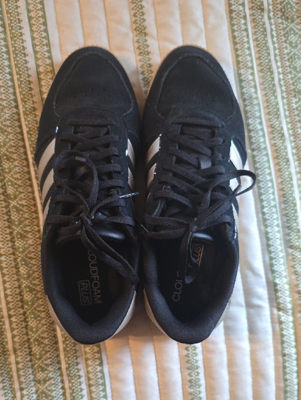 Women's adidas Black Suede Sneakers with Gum Sole and White Stripes - Picture 2 of 7